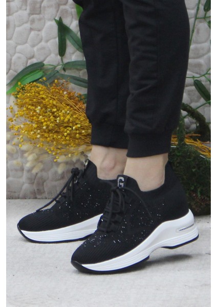 Guja 24K304 Siyah Taş Detaylı Kalın Taban Sneaker Kadın Ayakkabı modelleri