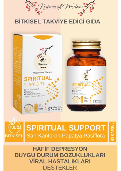 Sakinleştirici SPIRITUAL SUPPORT Sarı Kantaron,Pasiflora,Papatya İçeren Gıda Takviyesi Gıda 63 Bitkisel Tablet