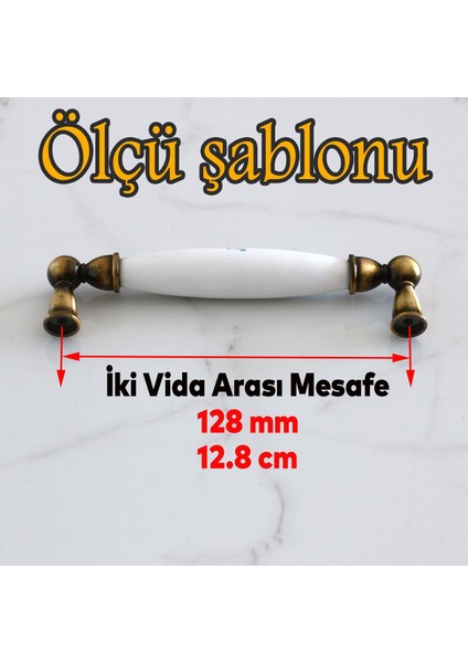 Porselen Antik Sarı 128 mm Mobilya Mutfak Kulp Çekmece Dolap Kulplar Kulpu Kulbu