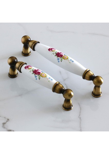 Porselen Antik Sarı 128 mm Mobilya Mutfak Kulp Çekmece Dolap Kulplar Kulpu Kulbu