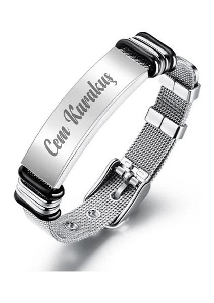 Kişiye Özel Isimli Kararmaz Çelik Bileklik / Söz, Tarih, Takım Logo, Şarkı Vs. Baskılı