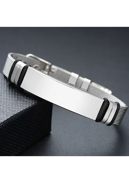 Kişiye Özel Isimli Kararmaz Çelik Bileklik / Söz, Tarih, Takım Logo, Şarkı Vs. Baskılı fırsatları