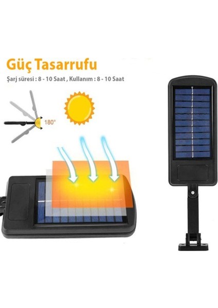 2 Adet Solar Güneş Enerjili Hareket Sensörlü Kumandalı 3 Modlu LED Bahçe Sokak Lambası