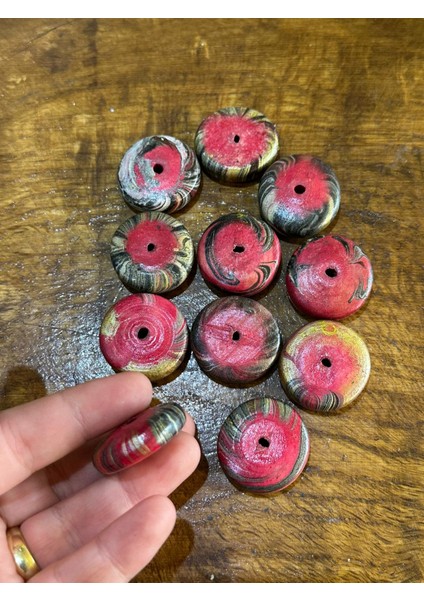 11 Adet Bambu Yuvarlak Delikli Renkli Boncuk Takı Aksesuarı 2 cm fiyatları