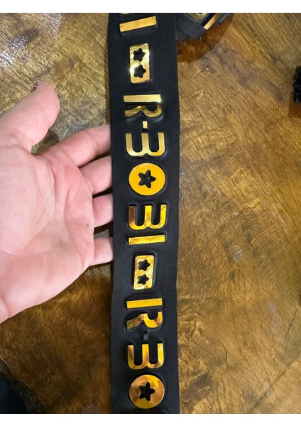 Kabarma Varaklı Yazılı Dekoratif Şerit Dikiş Aksesuarı En 5 cm