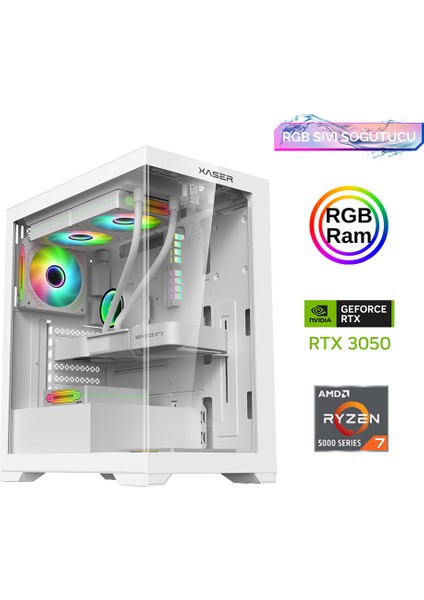 Xsr820 Ryzen 7 5700x 16GB Ram 512GB M.2 NVMe SSD 6GB RTX3050 Sıvı Soğutma Oyuncu Bilgisayarı