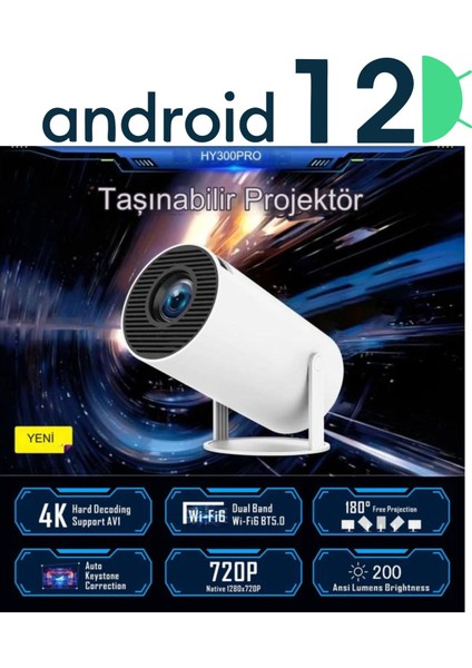 Magcubic Akılllı Taşınabilir 4K Projeksiyon Wifi Ile Kolay Telefon Tablet Bağlantılı