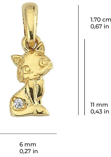 14 Ayar Altın Kedi Kolye Ucu 0,53 gr fiyatları