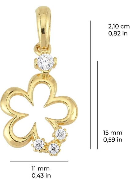 14 Ayar Altın Taşlı Kalp Kolye Ucu 0,82 gr