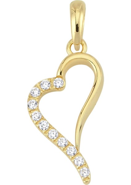14 Ayar Altın Taşlı Kalp Kolye Ucu 0,87 gr