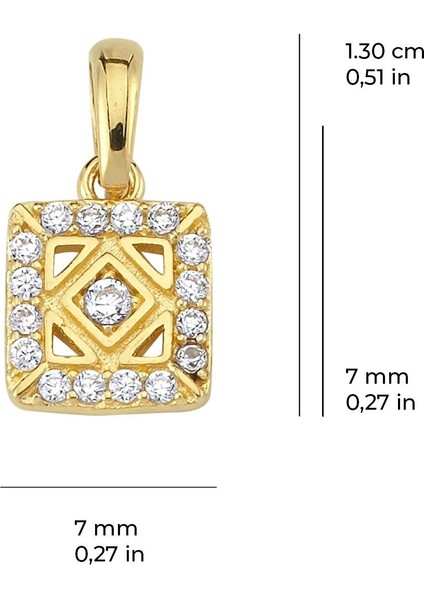 14 Ayar Altın Taşlı Kare Formlu Kolye Ucu 0,87 gr fiyatları