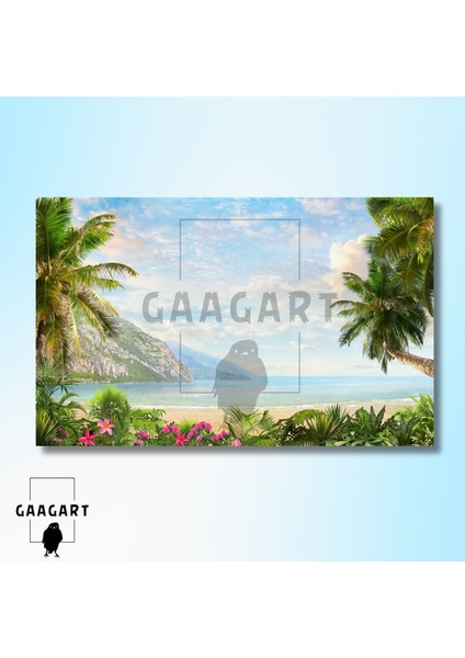 Tekli Yatay Kanvas Duvar Tablosu Çiçekli Kum Plaj Ve Doğa modelleri