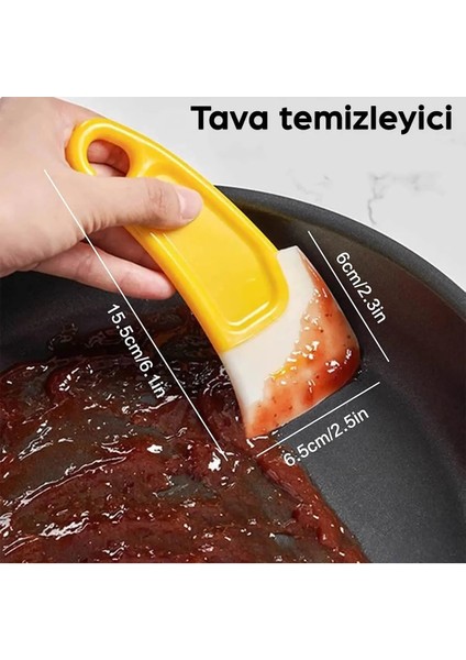 2 Adet Silikon Tava Kazıyıcı Spatula | Yapışmaz Kauçuk Temizleme Spatulası