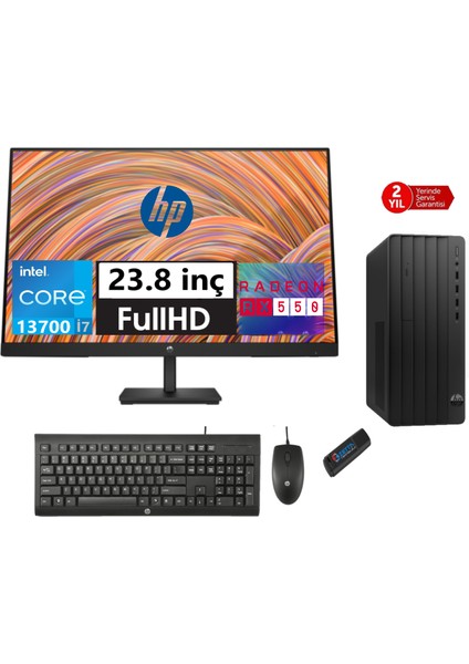 290 Pro G9 Intel Core I7 13700 32GB 1tb SSD 4GB/RX550 23.8 Monitör Freedos Masaüstü Blgisayar 5624A8ET13+ZETTAUSBBELLEK