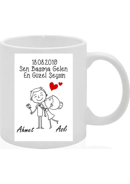 Hediyelik Sevgiliye Eşlere Özel Tasarlanan Şık Tema Kupa Bardak (Istediğiniz Isim Yazılır)