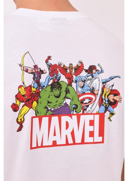 ml Marvel 11LSN1014 4fx Kırık Beyaz Erkek Kısa Kol T-Shirt