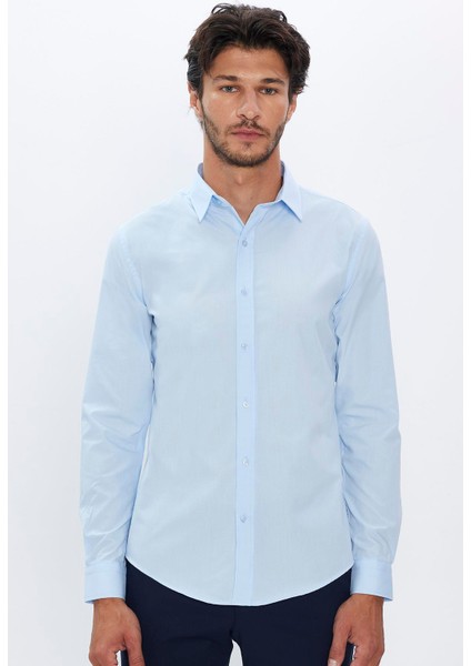 Slim Fit Dar Kesim Tery Cotton Erkek Gömlek fırsatları