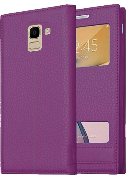 Samsung Galaxy J6 J600 Uyumlu Pencereli Kapaklı Magnum Kılıf