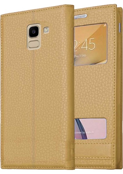 Samsung Galaxy J6 J600 Uyumlu Pencereli Kapaklı Magnum Kılıf