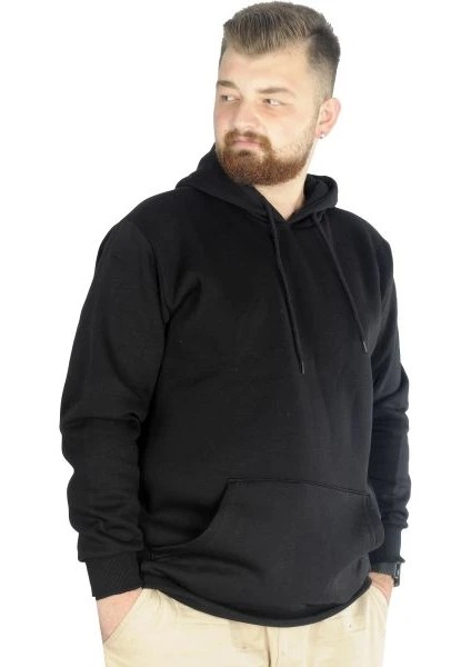 Erkek Sweatshirt Kapşonlu Kanguru Pocket Basic 20562 Siyah