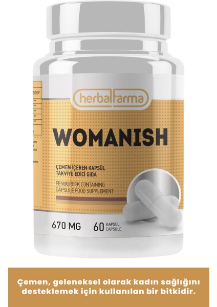 Womanish Çemen Içeren 60 Kapsül Takviye Edici Gıda