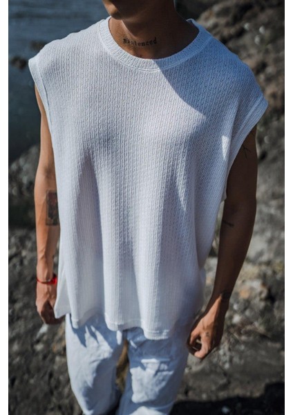 Knit Tank Top Oversize Kolsuz Tişört