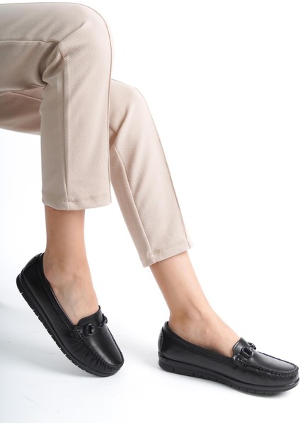 ARTI ARTI AYAKKABI ARTI-ARTI014-BB-501-T Deri Ortopedik Kadın Siyah Babet Ayakkabı