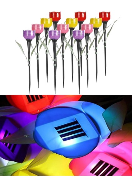 Adet Solar Güneş Enerjili, Beyaz Led,çiçek Şekilli Bahçe Aydınlatması, 6 Farklı Renk, Peyzaj, Balkon, Patika, Havuz Kenarı Aydınlatması, Solar Lamba Seti, 29 cm