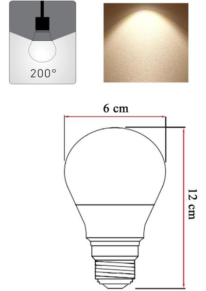 14W (100W) LED Ampul 3 Adet - Sarı Işık E27 LED Lamba