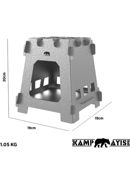 ® Inox™ 1mm Paslanmaz Galvaniz Çelik Su Geçirmez Çantalı Ateş Kutusu