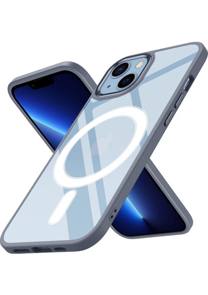 iPhone 14 Kılıf Wireless Şarj Özellikli Krom Magsafe Silikon Kapak