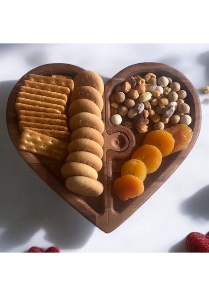 Puzzle Kalp Şeklinde Sunumluk,ikramlık, Çerezlik