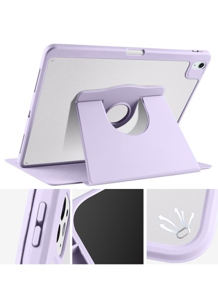 iPad Air 13 M2 2024 Uyumlu Kapaklı Kılıf Kalem Bölmeli Dönebilen Yatay Dikey Standlı Akıllı Kapak