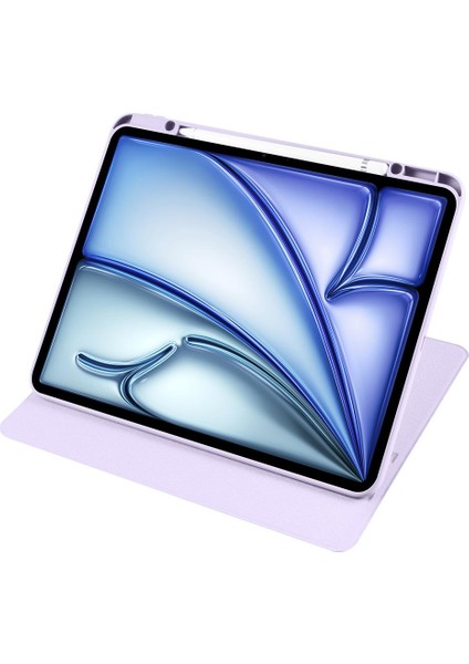 iPad Air 13 M2 2024 Uyumlu Kapaklı Kılıf Kalem Bölmeli Dönebilen Yatay Dikey Standlı Akıllı Kapak