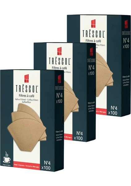 Kahve Filtresi 4 Numara (Büyük Boy) Naturel Kağıt 3X100 300'LÜ Paket