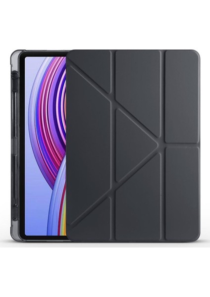 Xiaomi Poco Pad 12.1" Uyumlu Kapaklı Kılıf Kalem Bölmeli Tri Fold Standlı Uyku Modlu Akıllı Kapak