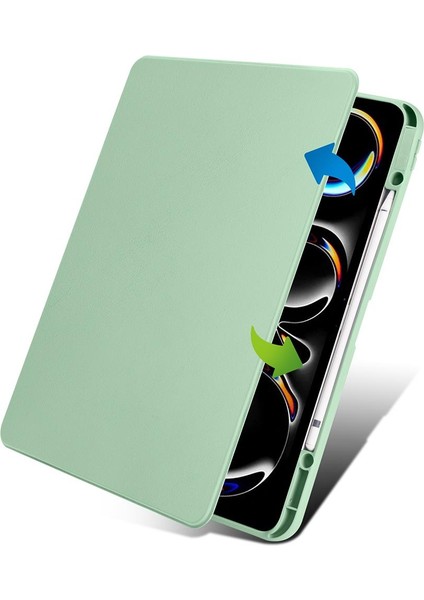 iPad Pro 13 M4 2024 Uyumlu Kapaklı Kılıf Kalem Bölmeli Dönebilen Yatay Dikey Standlı Akıllı Kapak modelleri