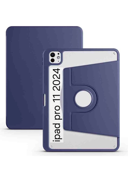 Apple Ipad Pro 11INÇ M4 2024 Için Kalem Bölmeli 360 Dönebilen Case A2836 A2837 A3006