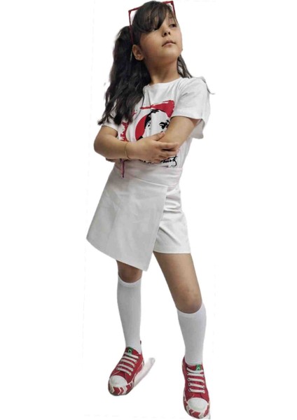 Kız Çocuk Beyaz Şort Etek 19MAYIS Bayram White Shorts Skirt Doğum Günü Parti fiyatları