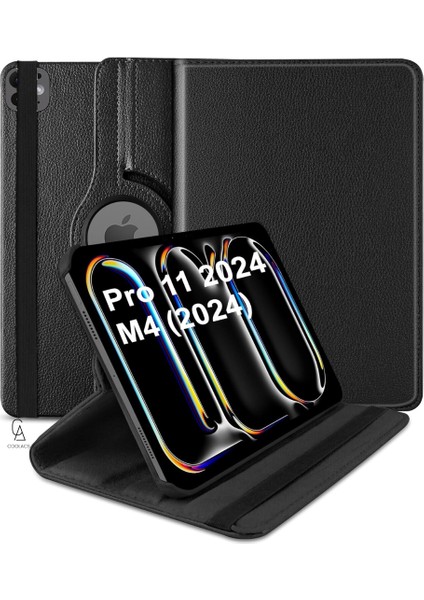 Apple iPad Pro 11 2024 M4 Uyumlu Kılıf A2836 A2837 360 Dönebilen Pu Deri Standlı Tablet Kılıfı