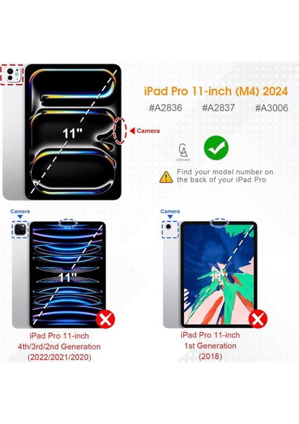 Apple iPad Pro 11 2024 M4 Uyumlu Kılıf A2836 A2837 360 Dönebilen Pu Deri Standlı Tablet Kılıfı