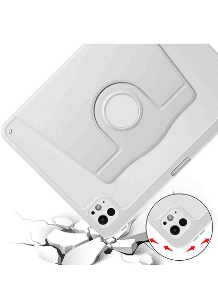 Apple Ipad Pro 11INÇ M4 2024 Için Kalem Bölmeli 360 Dönebilen Case A2836 A2837 A3006