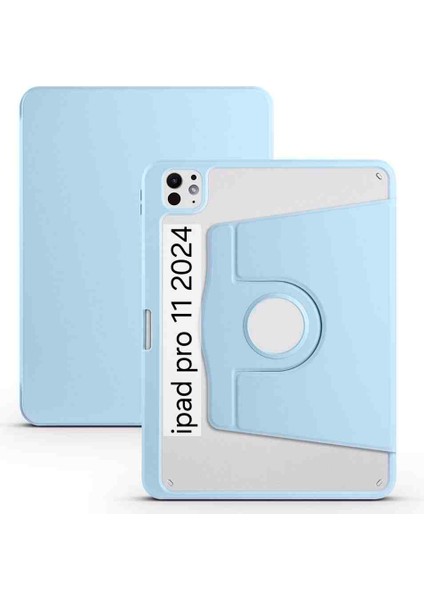 Apple Ipad Pro 11INÇ M4 2024 Için Kalem Bölmeli 360 Dönebilen Case A2836 A2837 A3006