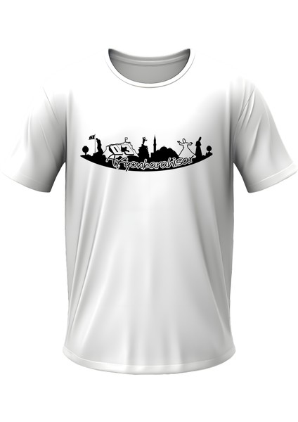 Afyonkarahisar Temalı Tişört Bisiklet Yaka Yazlık Erkek T-Shirt