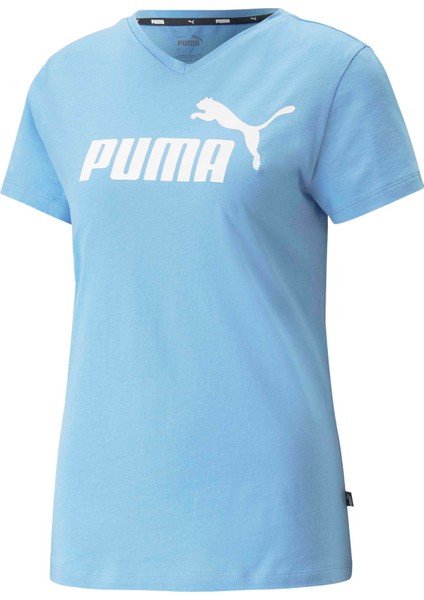 Kadın Mavi Puma Ess V-Neck Tee Mavi Kadın T-Shirt