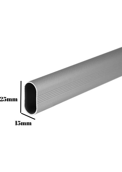 Alüminyum Oval Askı Borusu Mobilya Askı Borusu (2 Adet Flanş 1 Adet Boru) (Alüminyum Oval En:15 mm Boy:25 mm) fiyatları