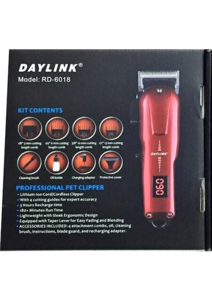 RD-6018 Profesyonel Saç Sakal Kesme Tıraş Makinesi DAYLINK-RD-6018