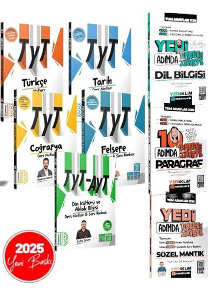 2025 Tyt Sözel Set Ders Notları ve Yediiklim Yedi Adımda Paragraf-Dil Bilgisi-Sözel Mantık