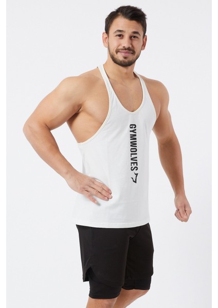 Erkek Spor Atleti Ince Askılı | Krem | Stringer | Workout Tanktop |