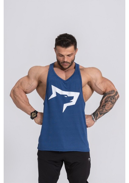 Erkek Spor Atleti | Stringer | Workout Tanktop | Indigo | Wolf Serisi